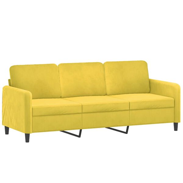 vidaXL 3-Sitzer-Sofa mit Zierkissen Gelb 180 cm Samt