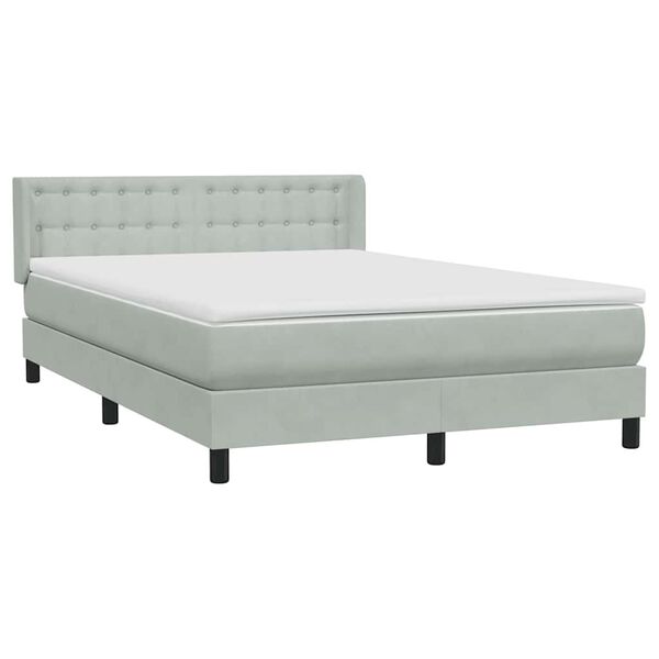 vidaXL Boxspringbett mit Matratze Hellgrau 140x210 cm Samt