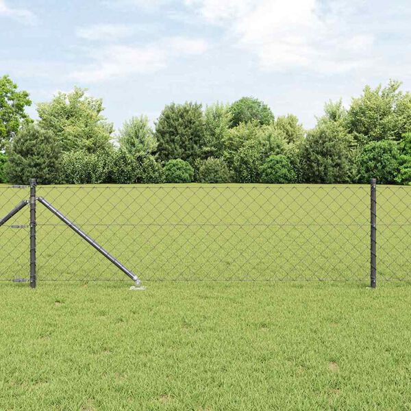 vidaXL Zaunpfosten Grau 25 x 0,6 m (40 x 40 mm Maschen) Stahl und PVC