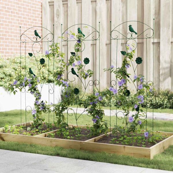 vidaXL Gartenzaun 3 pcs Gr&uuml;n 110 x 40 cm Stahl