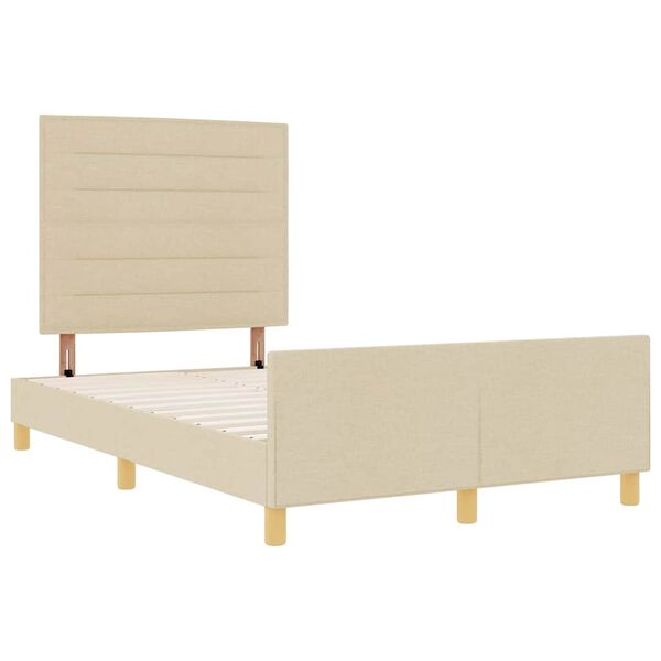 vidaXL Bettgestell mit Kopfteil Creme 120 x 190 cm Stoff
