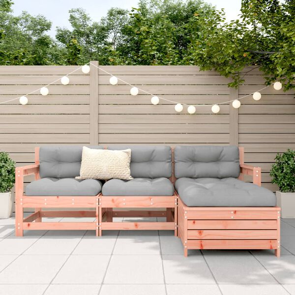 vidaXL 4-tlg. Garten-Sofagarnitur Massivholz Douglasie