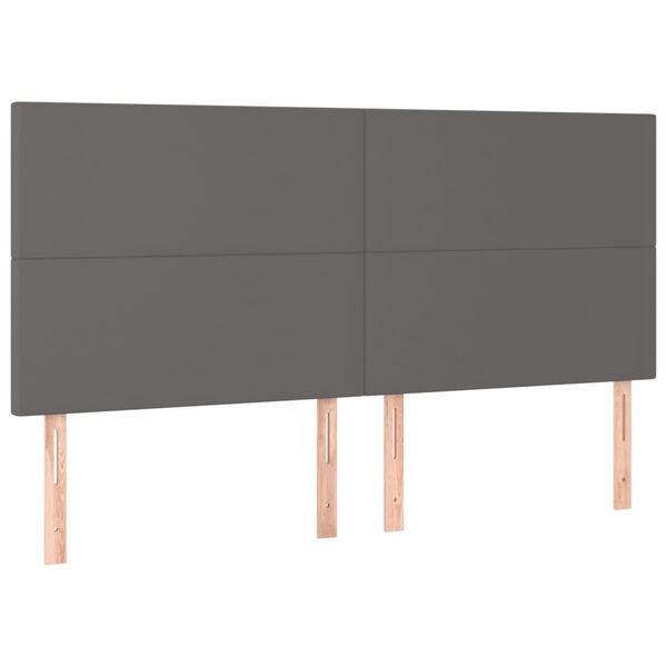 vidaXL LED Kopfteil Grau 180x5x118/128 cm Kunstleder