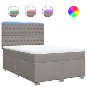 vidaXL Boxspringbett mit Matratze Taupe 140x190 cm Stoff