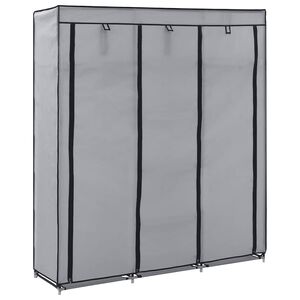 vidaXL Kleiderschrank mit F&auml;chern und Stangen Grau 150x45x175cm Stoff