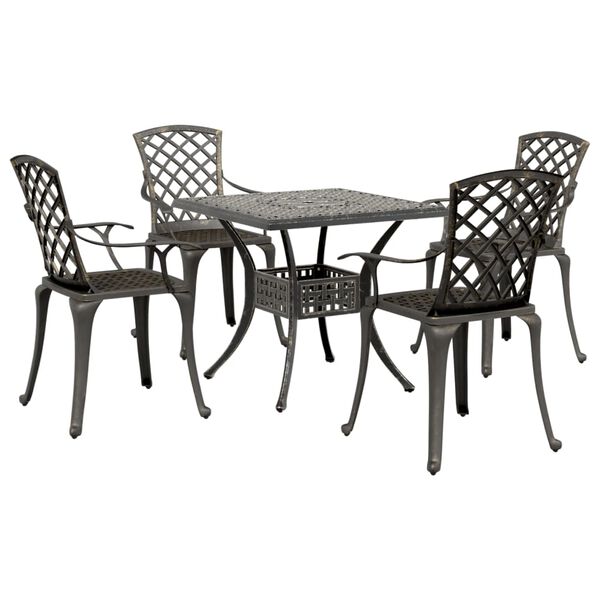 vidaXL 5-tlg. Garten-Essgruppe Bronzen Aluminiumguss