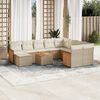 vidaXL 11-tlg. Garten-Sofagarnitur mit Kissen Beige Poly Rattan
