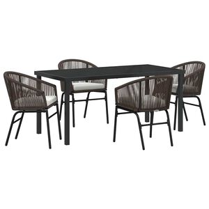 vidaXL Garten Essgruppe 5 pcs Braun Pulverbeschichteter Stahl