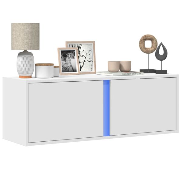 vidaXL TV-Wandschrank mit LED-Beleuchtung Wei&szlig; 100x31x35 cm