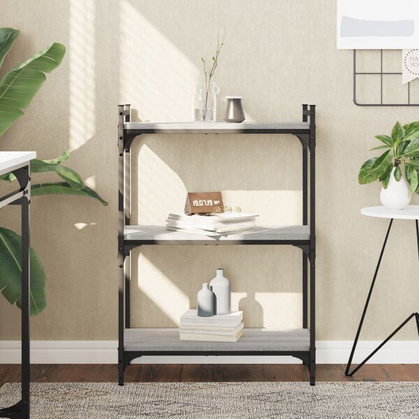 vidaXL B&uuml;cherregal 3 B&ouml;den Grau Sonoma 60x30x86 cm Holzwerkstoff