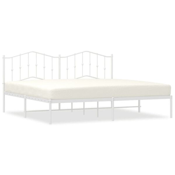 vidaXL Bettgestell mit Kopfteil Metall Wei&szlig; 200x200 cm