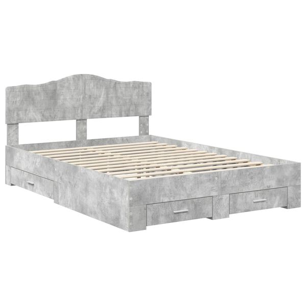 vidaXL Bettrahmen mit Kopfteil Beton Grau 160 x 200 cm Holzwerkstoff