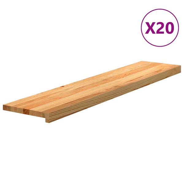 vidaXL Treppenstufen 20 Stk. Hellbraun 120x25x2 cm Massivholz Eiche