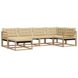 vidaXL Outdoor-Sofagarnitur 6 stk. Wei&szlig; und Beige Massivholz Akazie