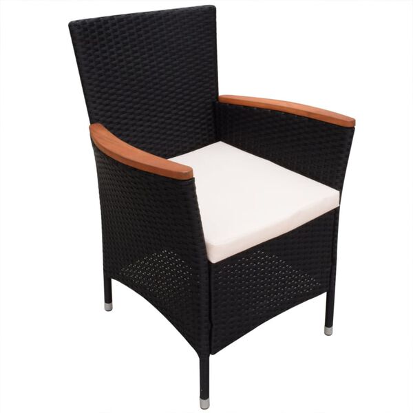 vidaXL 9-tlg. Garten-Essgruppe mit Auflagen Poly Rattan Schwarz