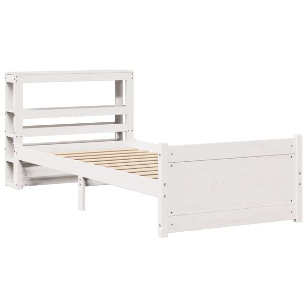 vidaXL Bettgestell mit Kopfteil ohne Matratze Wei&szlig; 90x190 cm