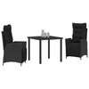 vidaXL Garten Essgruppe mit Kissen 3 pcs Schwarz Poly-Rattan