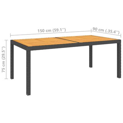 vidaXL 5-tlg. Garten-Essgruppe mit Kissen Poly Rattan Schwarz