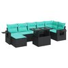 vidaXL 8-tlg. Garten-Sofagarnitur mit Kissen Schwarz Poly Rattan