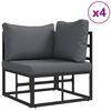 vidaXL Gartensofa-set mit Kissen 12 pcs Schwarz Aluminium