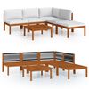 vidaXL 6-tlg. Garten-Lounge-Set mit Kissen Cremefarbenes Holz Akazie & Seil