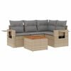 vidaXL 5-tlg. Garten-Sofagarnitur mit Kissen Beige-Mix Poly Rattan