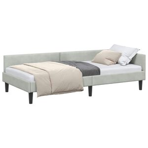 vidaXL Eckbettgestell Hellgrau 90 cm x 200 cm SamtundSperrholz