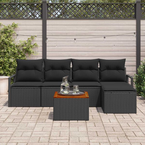 vidaXL Garten-Sofa-Set 6 pcs Schwarz