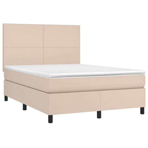 vidaXL Boxspringbett Matratze Cappuccino-Braun 140x190cm Kunstleder