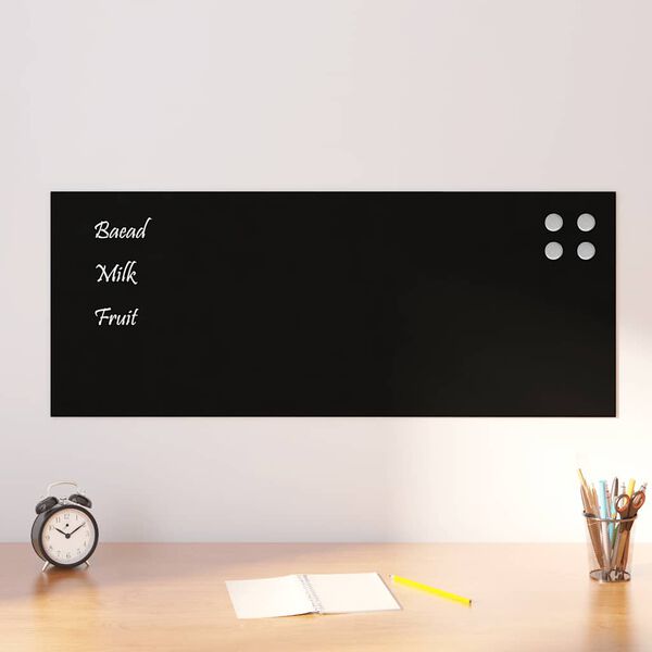 vidaXL Magnettafel Wandmontage Schwarz 100x40 cm Hartglas