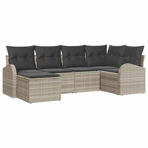 vidaXL Gartensofa-set Hellgrau Poly-Rattan