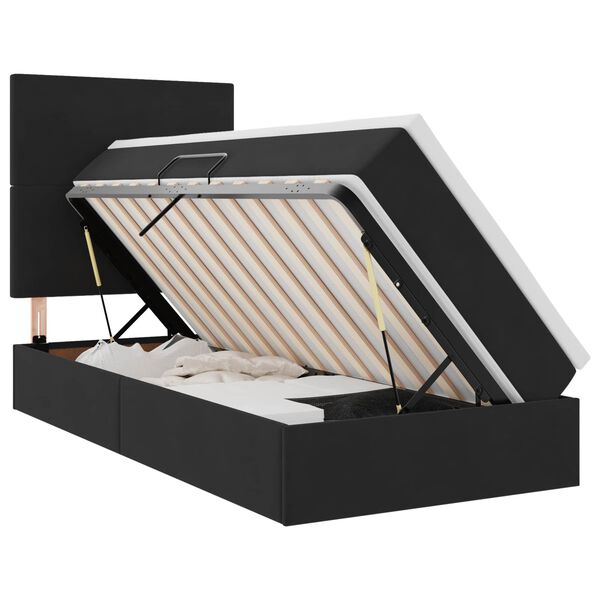 vidaXL Bett mit Stauraum und LED mit Matratze Schwarz 90 x 190 cm Samt