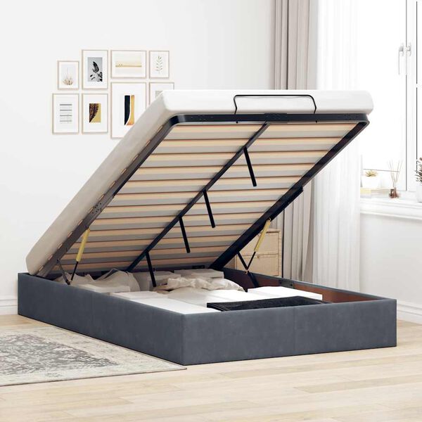 vidaXL Ottoman-Bett ohne Matratze Dunkelgrau 120x190 cm Samt