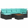 vidaXL Gartensofa-set mit Kissen 7 pcs Schwarz Poly-Rattan