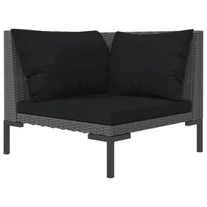 vidaXL Gartensofa mit Kissen Halbrundes Poly Rattan