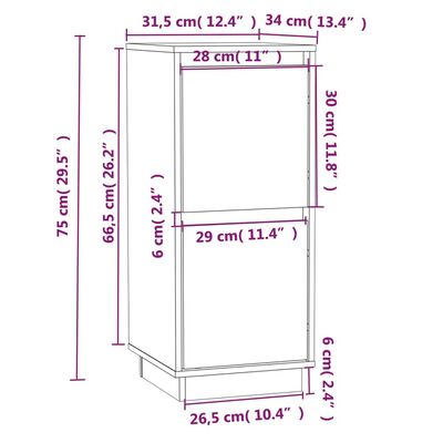 vidaXL Sideboard Honigbraun 31,5x34x75 cm Massivholz Kiefer