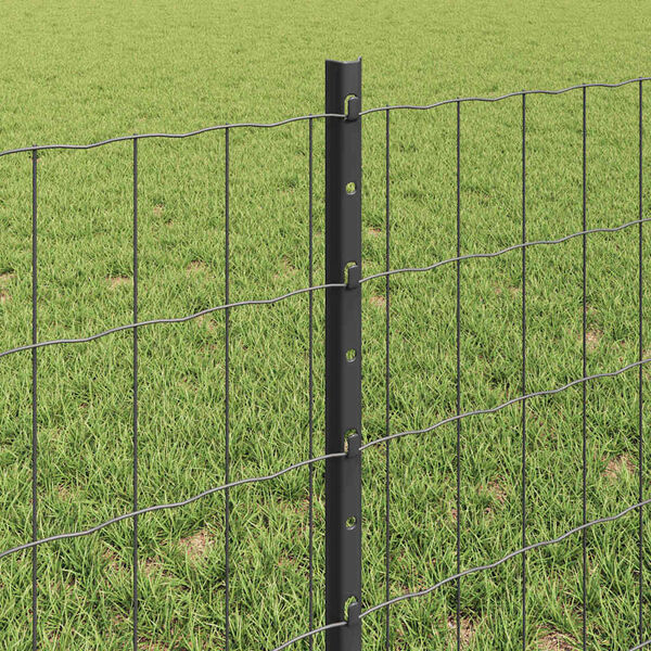 vidaXL Zaun mit Pfosten Grau 0,6 x 50 m Stahl und PVC