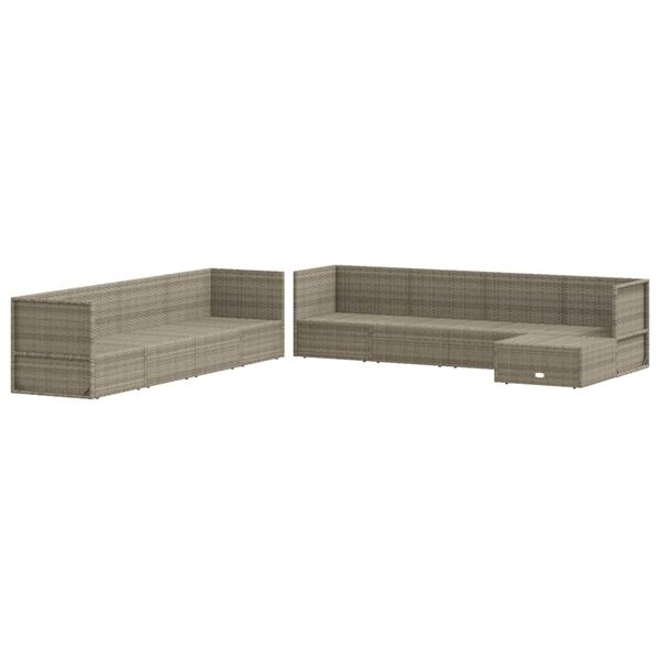 vidaXL 9-tlg. Garten-Lounge-Set mit Kissen Grau Poly Rattan