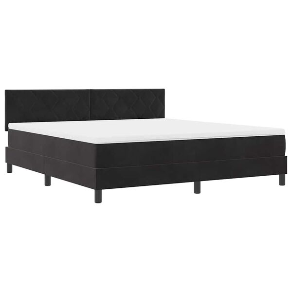 vidaXL LED Boxspringbett mit Matratze Schwarz 180 x 200 cm Samt