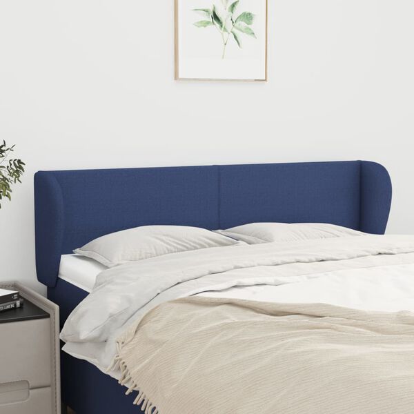 vidaXL Kopfteil mit Ohren Blau 147x23x78/88 cm Stoff