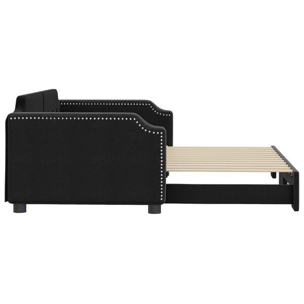 vidaXL Tagesbett Ausziehbar Schwarz 100x200 cm Stoff