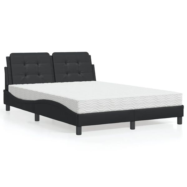 vidaXL Bettgestell ohne Matratze "Zadar" Schwarz 140x190 cm Kunstleder
