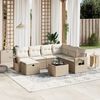 vidaXL 8-tlg. Garten-Sofagarnitur mit Kissen Beige Poly Rattan