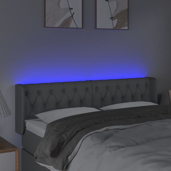 vidaXL LED Kopfteil Hellgrau 163x16x78/88 cm Stoff