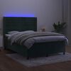 vidaXL Boxspringbett mit Matratze & LED Dunkelgr&uuml;n 140x190 cm Samt