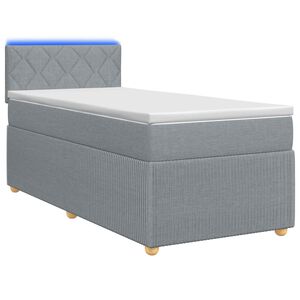 vidaXL Boxspringbett mit Matratze Hellgrau 80 x 200 cm Stoff