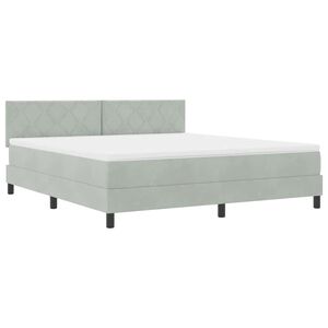 vidaXL LED Boxspringbett mit Kopfteil Hellgrau 180 x 200 cm Samt