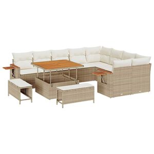 vidaXL Gartensofa-set 13 Stk. 11-Sitzanzahl Beige und Creme