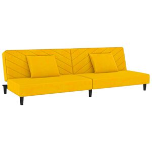 vidaXL Schlafsofa 2-Sitzer mit 2 Kissen Gelb Samt