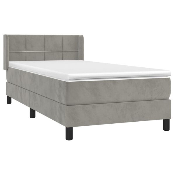 vidaXL Boxspringbett mit Matratze Hellgrau 100x200 cm Samt